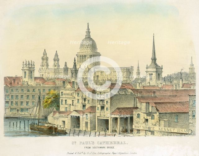 St Paul's Cathedral, City of London, 1825. Artist: Unknown.