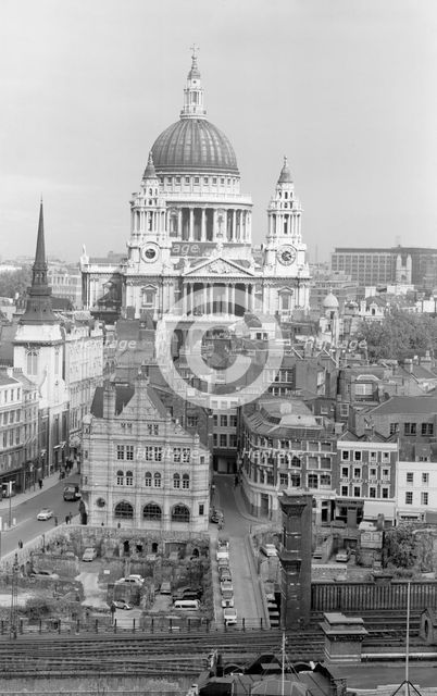 St Paul's Cathedral, City of London, 1950s. Artist: Eric de Maré.