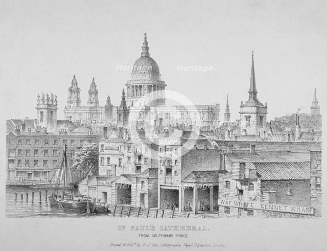 St Paul's Cathedral from Southwark Bridge, City of London, 1835. Artist: Anon