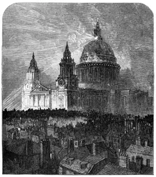 St Paul's Cathedral illuminated for Thanksgiving Day, London, 1900