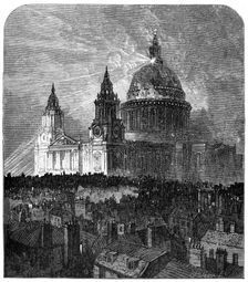St Paul's Cathedral illuminated for Thanksgiving Day, London, 1900