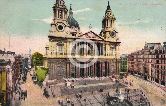 'St. Paul's Cathedral, London', c1905. Artist: Unknown.