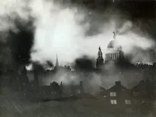 St Paul's Cathedral, London, during the Blitz, World War II, 29 December 1940. Creator: Unknown