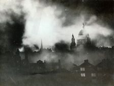 St Paul's Cathedral, London, during the Blitz, World War II, 29 December 1940. Creator: Unknown
