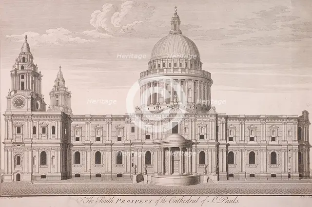 St Paul's Cathedral (new) exterior, c1750. Artist: Nathaniel Parr