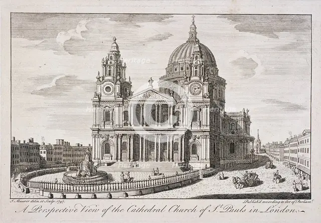 St Paul's Cathedral (new) exterior, London, 1747. Artist: John Maurer