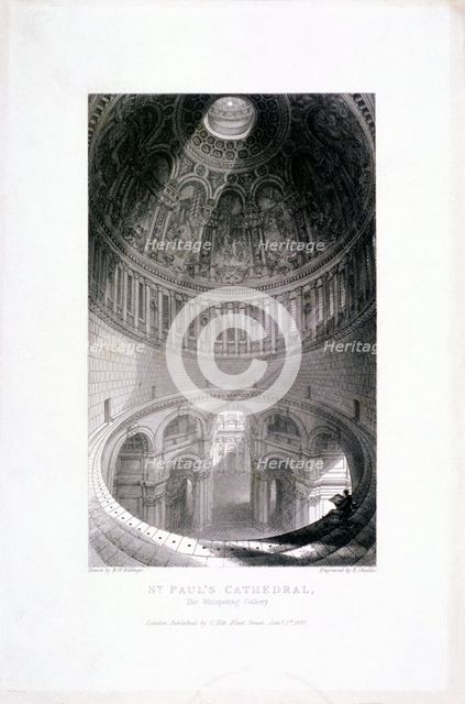 St Paul's Cathedral (new) interior, London, 1837. Artist: E Challis