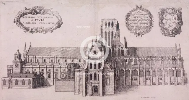 St Paul's Cathedral (old), London, 1656. Artist: Wenceslaus Hollar