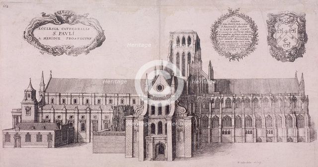 St Paul's Cathedral (old), London, 1656. Artist: Wenceslaus Hollar