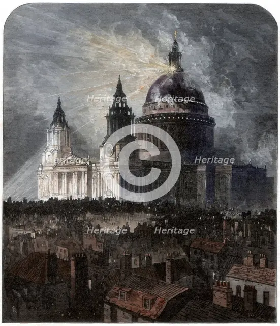 St Paul's Cathedral on Thanksgiving Day, 1872. Artist: Unknown
