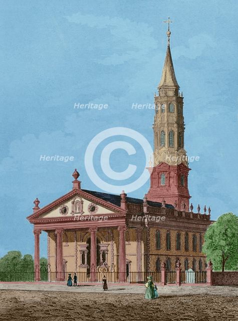 St Paul's Chapel in Manhattan, New York, 1837, (1850).  Creator: Jules Louis Arnout.