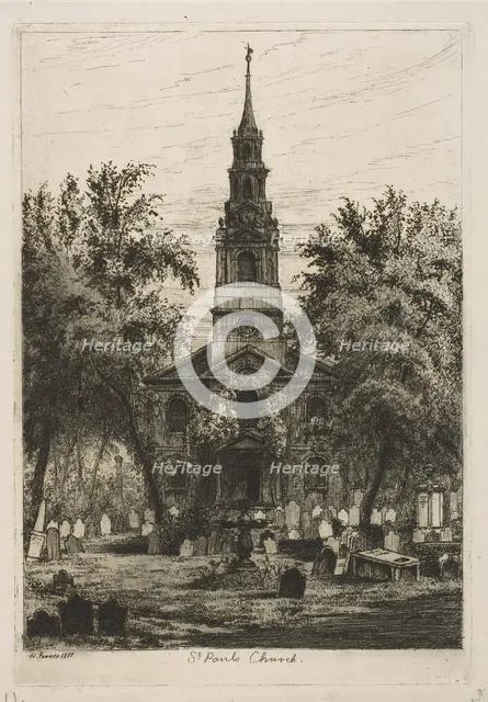 St. Paul's Chapel, New York (from Scenes of Old New York), 1877. Creator: Henry Farrer.