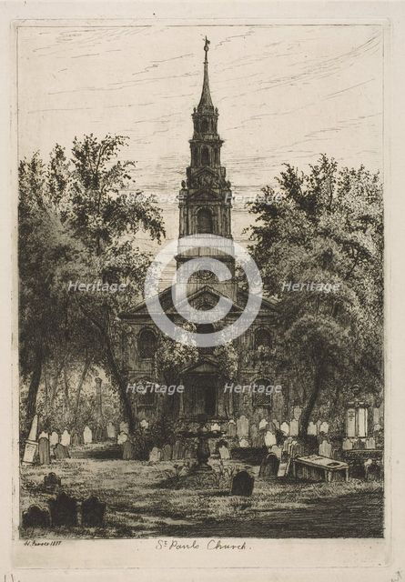 St. Paul's Chapel, New York (from Scenes of Old New York), 1877. Creator: Henry Farrer.
