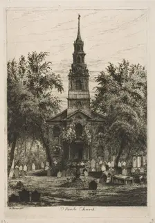 St. Paul's Chapel, New York (from Scenes of Old New York), 1877. Creator: Henry Farrer