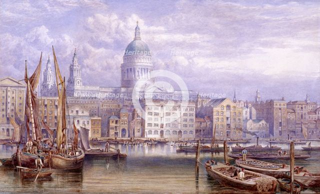 St Paul's from Bankside, London, 1883. Artist: William Richardson