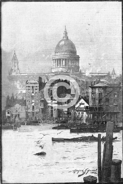 'St Paul's from the River', 1886.  Creator: Unknown.