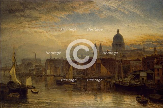 St Paul's from the River Thames, 1877. Creator: Henry Dawson.