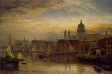 St Paul's from the River Thames, 1877. Creator: Henry Dawson