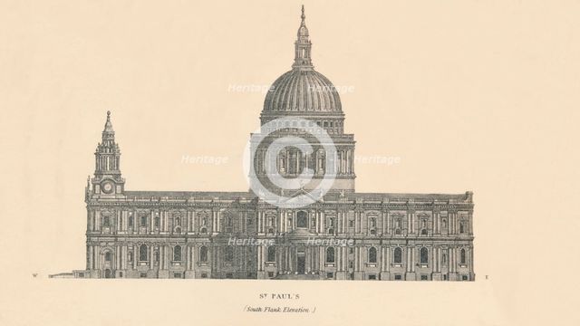 'St. Paul's - south flank elevation', 1889.  Creator: W & AK Johnston.