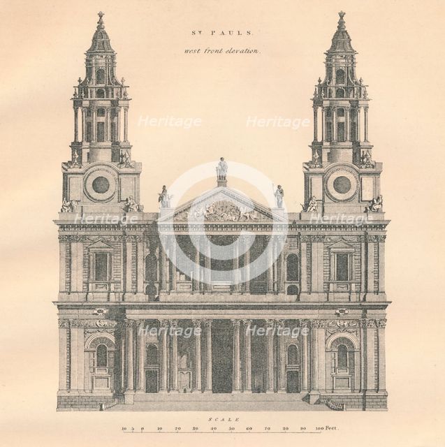 'St. Paul's - west front elevation', 1889.  Creator: W & AK Johnston.