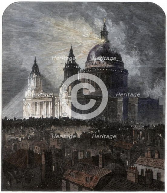 St Paul's Cathedral on Thanksgiving Day, 1872. Artist: Unknown
