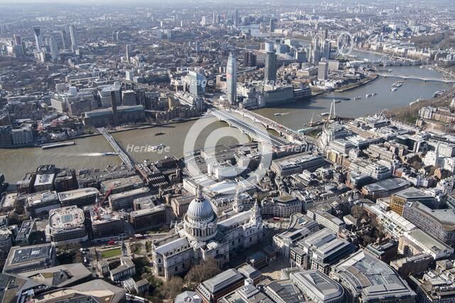 St Paul's Cathedral and view towards the South Bank, London, 2018. Creator: Historic England Staff Photographer.