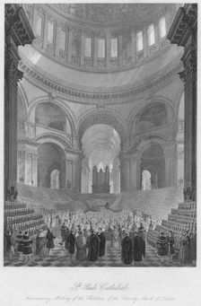 St. Paul's Cathedral. Anniversary Meeting of the Children of the Charity Schools of London c1841. Artist: William Haydon Fuge