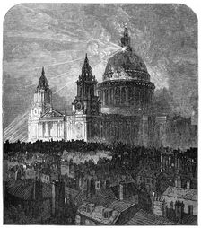 St Paul's Cathedral illuminated for Thanksgiving Day, London, 1900
