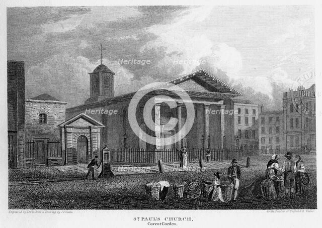 St Paul's Church, Covent Garden, Westminster, London, 1816.Artist: Lewis Allen