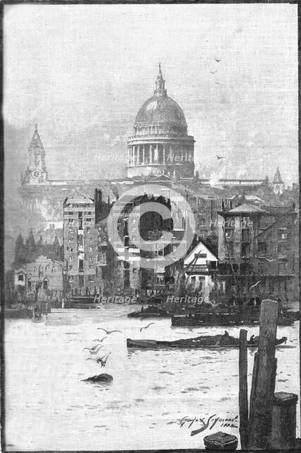 'St Paul's from the River', 1886.  Creator: Unknown.