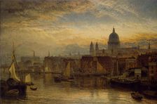 St Paul's from the River Thames, 1877. Creator: Henry Dawson