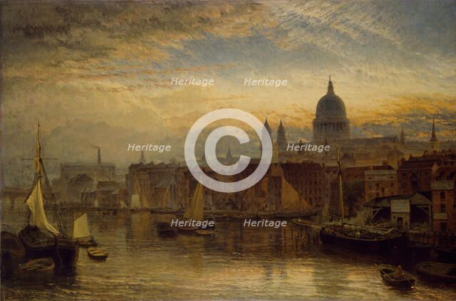 St Paul's from the River Thames, 1877. Creator: Henry Dawson.