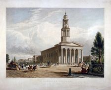 St Pancras New Church on the Euston Road, London, c1822. Creators: T Kearnan, Richard Gilson Reeve