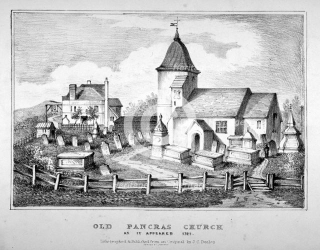 St Pancras Old Church, London, 1721. Artist: JC Deeley