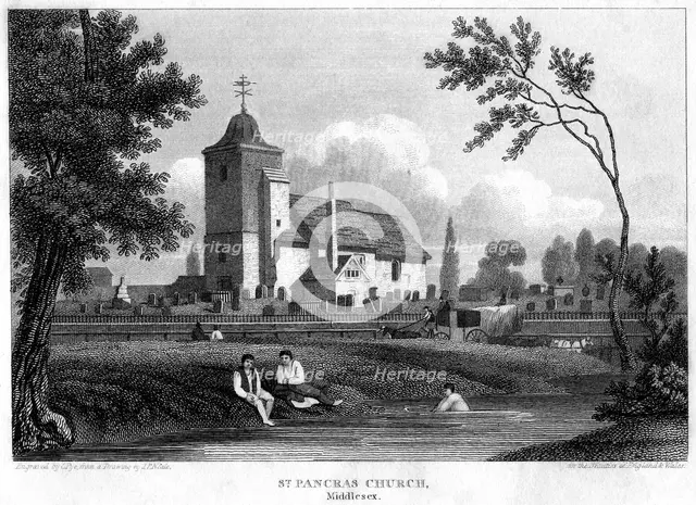 St Pancras Old Church, London, 1815.Artist: Charles Pye