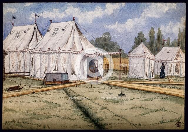 St Pancras Smallpox Hospital, London: housed in a tented camp at Finchley, 1881. Creator: Frank Collins.
