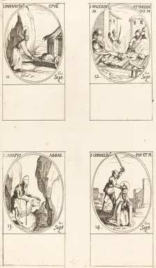 St. Paphnutius; Sts. Macedonius and Theodulus; St. Amatus; St. Cornelias. Creator: Jacques Callot