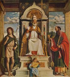 St. Peter Enthroned with St. John the Baptist and St. Paul 1515-1516, (1930). Creator: Giovanni Battista Cima da Conegliano