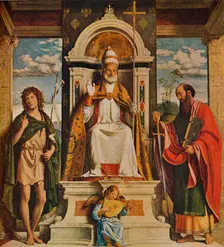 St. Peter Enthroned with St. John the Baptist and St. Paul 1515-1516, (1930). Creator: Giovanni Battista Cima da Conegliano