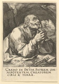 St. Peter, from Christ, the Apostles and St. Paul with the Creed, 1589. Creator: Hendrik Goltzius