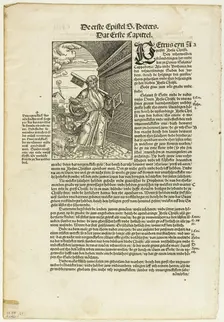 St. Peter from De Biblie vth der vthlegginge Doctoris Martini Luthers, plate 27 from... 1937. Creator: Erhard Altdorfer