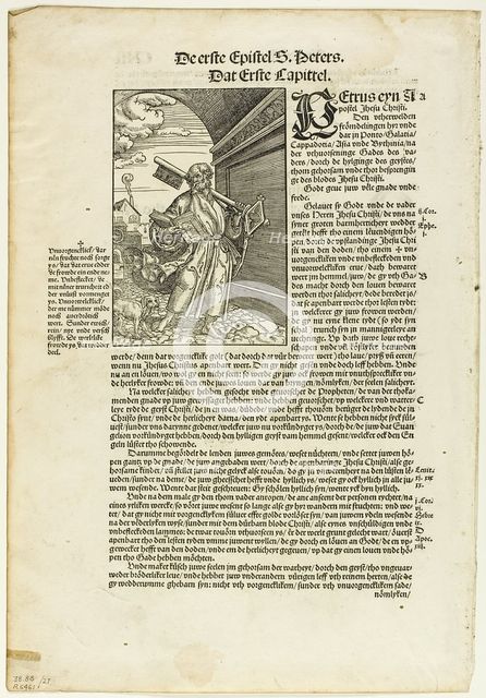 St. Peter from De Biblie vth der vthlegginge Doctoris Martini Luthers, plate 27 from... 1937. Creator: Erhard Altdorfer.