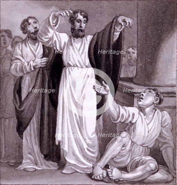 'St Peter healing the Cripple at Lystra', c1810-c1844. Artist: Henry Corbould 