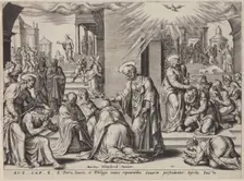 St Peter, St John and St Philip Laying Their Hands on the Baptised at Samaria. From: The Acts of The Creator: Philip Galle