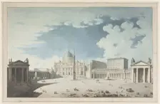 St. Peter's Basilica and St. Peter's Square in Rome, c1765-1800. Creator: Francesco Pannini