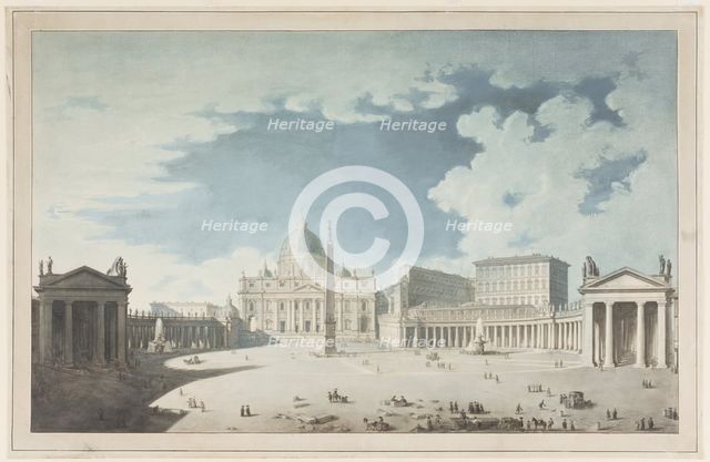 St. Peter's Basilica and St. Peter's Square in Rome, c1765-1800. Creator: Francesco Pannini.