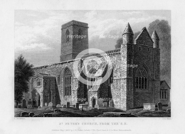 St Peter's Church, from the south-east, Oxford, 1833.Artist: John Le Keux