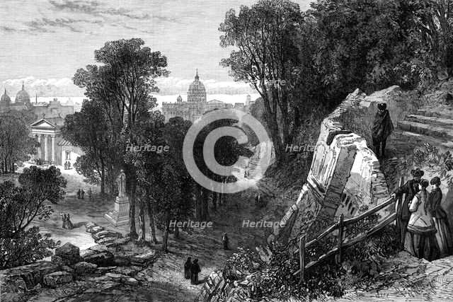 St. Peter's, Rome, from the Borghese Villa Gardens, 1870. Creator: Unknown.