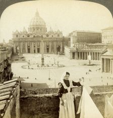 St Peter's Square and Basilica and the Vatican, Rome, Italy.Artist: Underwood & Underwood