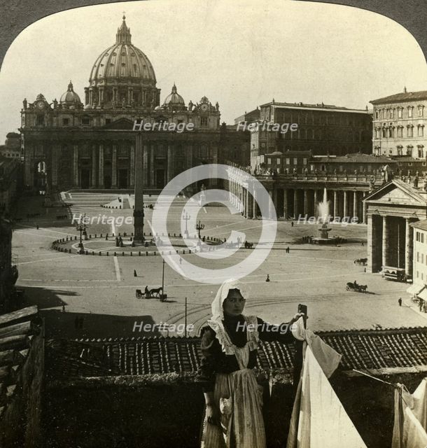 St Peter's Square and Basilica and the Vatican, Rome, Italy.Artist: Underwood & Underwood